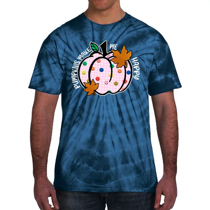 Pumpkins Make Me Happy Cute Fall Autumn Tie-Dye T-Shirt