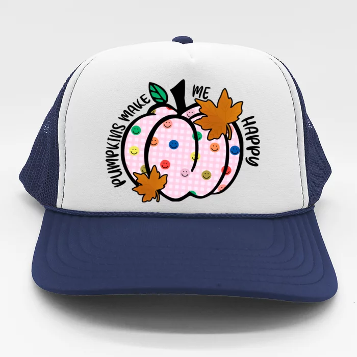 Pumpkins Make Me Happy Cute Fall Autumn Trucker Hat