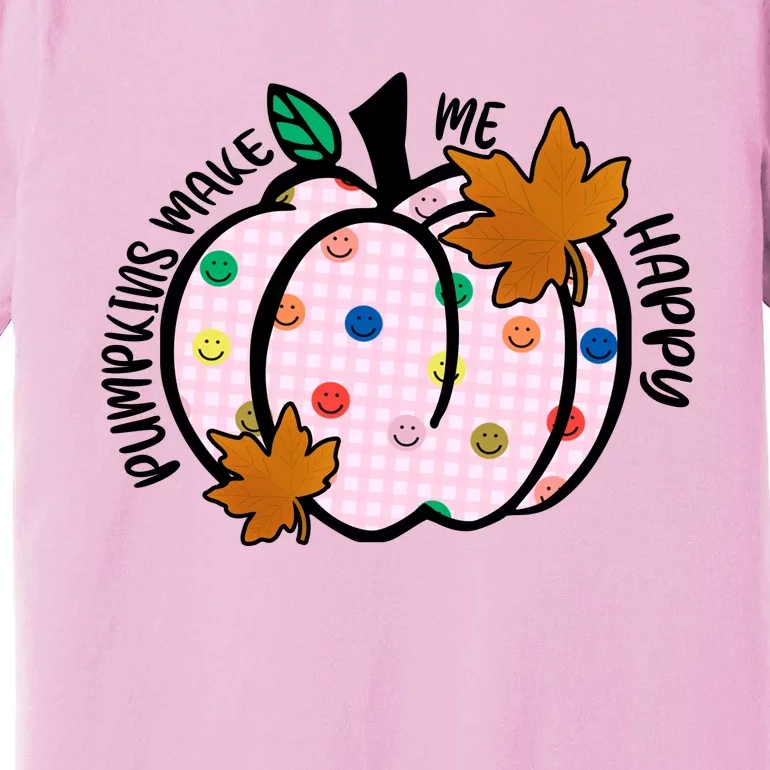 Pumpkins Make Me Happy Cute Fall Autumn Premium T-Shirt