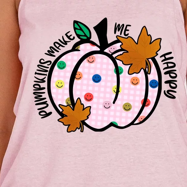 Pumpkins Make Me Happy Cute Fall Autumn Women's Knotted Racerback Tank