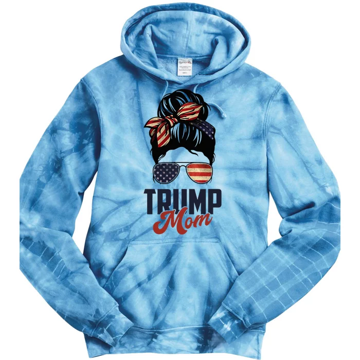 Patriotic Mom Messy Bun Trump Mom MotherS Day Tie Dye Hoodie