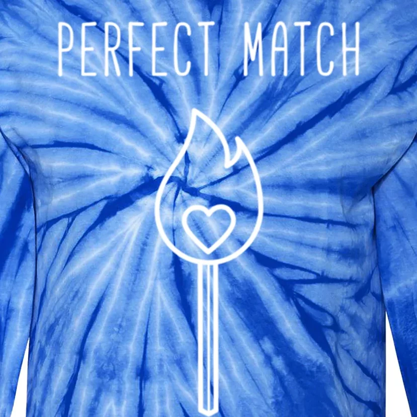 Perfect Match Minimalistic Valentines Day Pun Gift Tie-Dye Long Sleeve Shirt