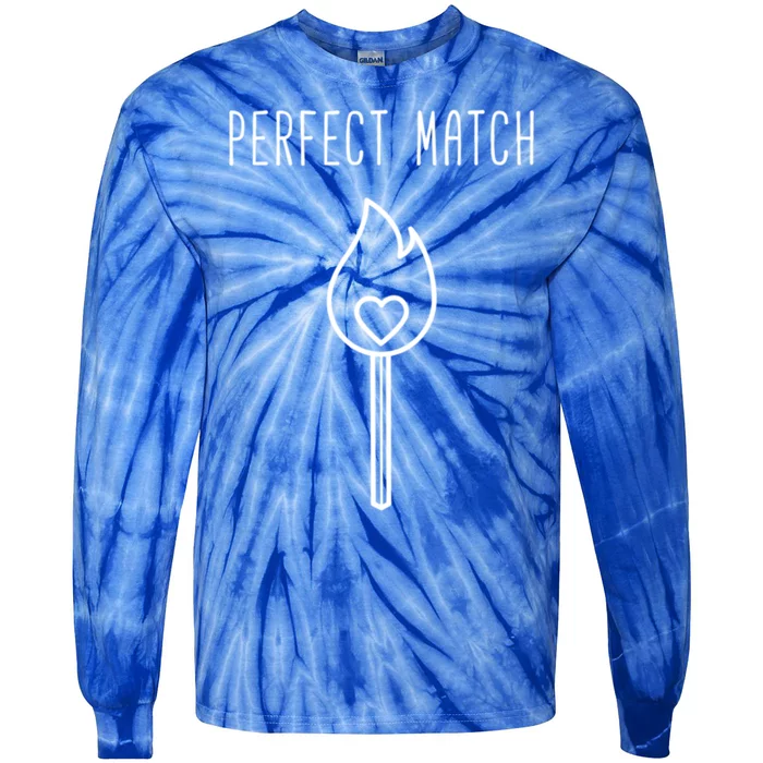 Perfect Match Minimalistic Valentines Day Pun Gift Tie-Dye Long Sleeve Shirt