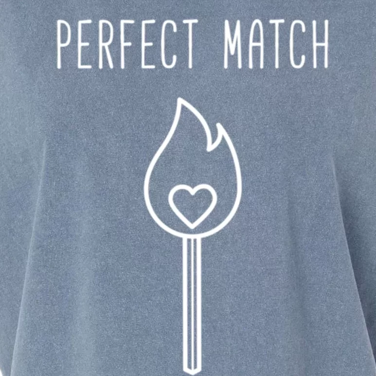 Perfect Match Minimalistic Valentines Day Pun Gift Garment-Dyed Women's Muscle Tee