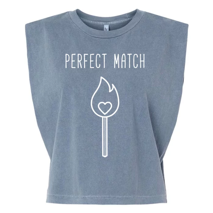 Perfect Match Minimalistic Valentines Day Pun Gift Garment-Dyed Women's Muscle Tee