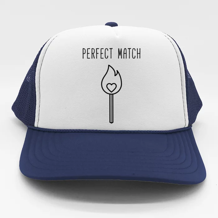 Perfect Match Minimalistic Valentines Day Pun Gift Trucker Hat