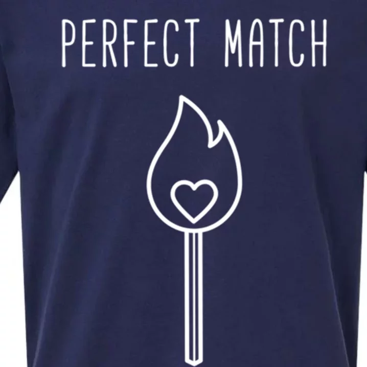 Perfect Match Minimalistic Valentines Day Pun Gift Sueded Cloud Jersey T-Shirt