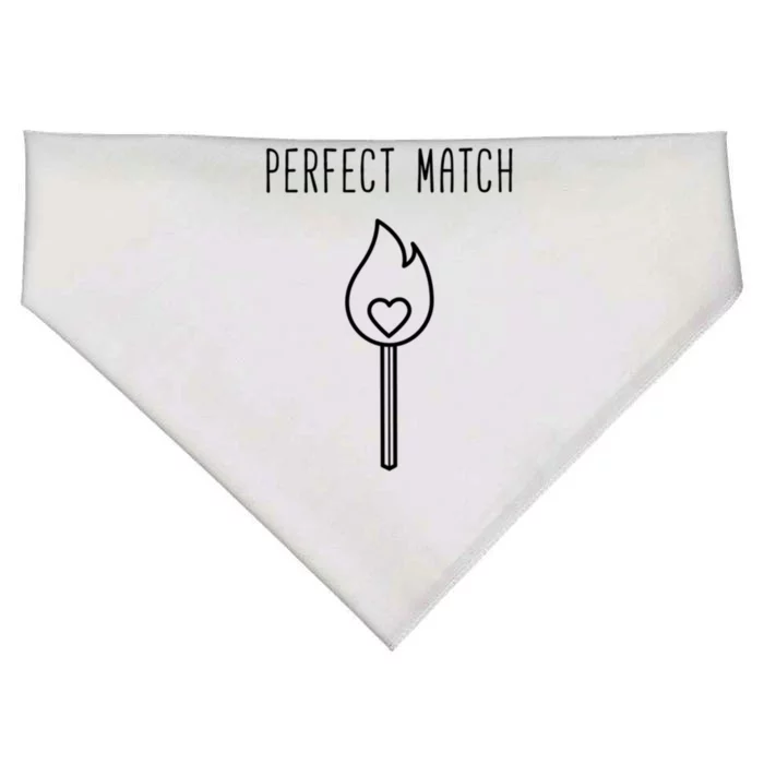 Perfect Match Minimalistic Valentines Day Pun Gift USA-Made Doggie Bandana