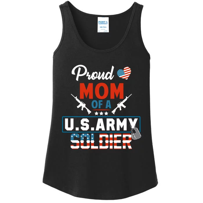 Proud Military Mom Mother Of A Army Soldier Ladies Essential Tank