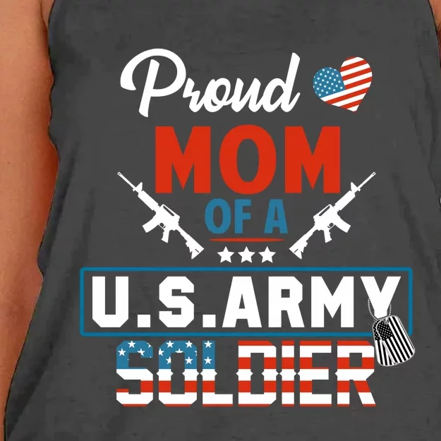 Proud Military Mom Mother Of A Army Soldier Women's Knotted Racerback Tank