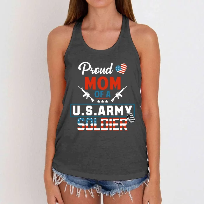 Proud Military Mom Mother Of A Army Soldier Women's Knotted Racerback Tank