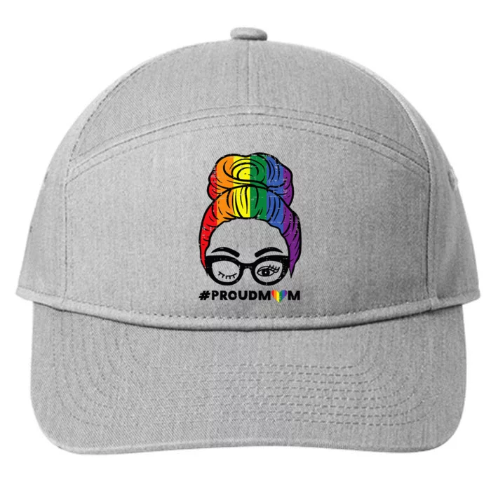 Proud Mom Messy Hair Bun Rainbow Flag 7-Panel Snapback Hat