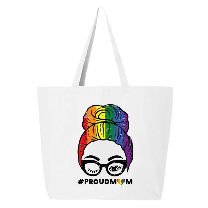 Proud Mom Messy Hair Bun Rainbow Flag 25L Jumbo Tote