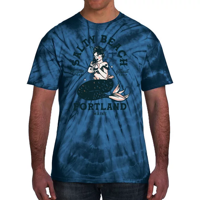 Portland Maine Mermaid Maine Lobster Oyster Mermaids Tie-Dye T-Shirt