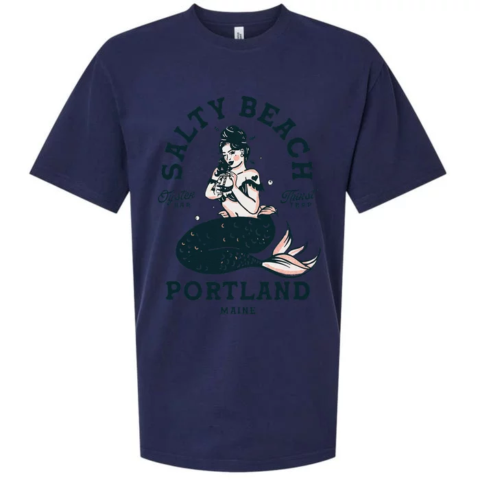 Portland Maine Mermaid Maine Lobster Oyster Mermaids Sueded Cloud Jersey T-Shirt