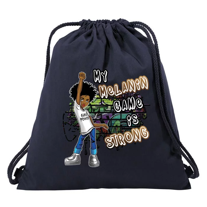 Phenoal My Melanin Game Is Strong Black Magic Gift Drawstring Bag