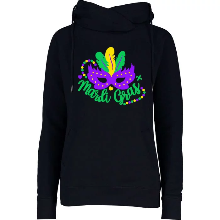 Princess Masquerade Mask Mardi Gras Womens Funnel Neck Pullover Hood