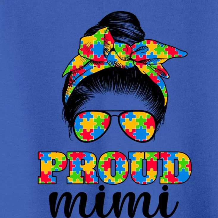 Proud Mimi Messy Bun Autism Autism Awareness Mother's Day Gift Toddler T-Shirt