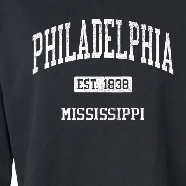 Philadelphia Mississippi Ms Js04 Vintage Athletic Sports Cropped Pullover Crew