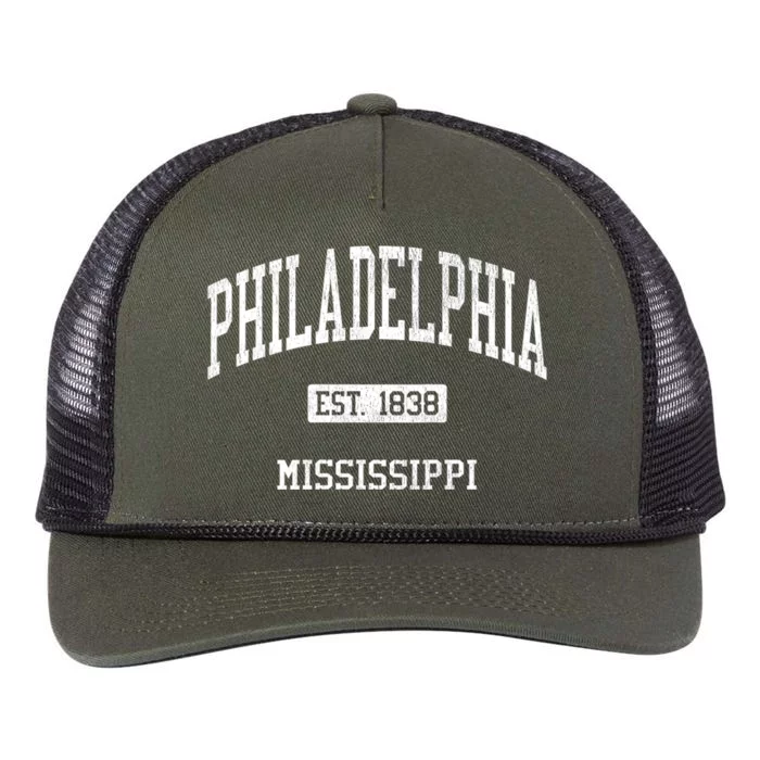 Philadelphia Mississippi Ms Js04 Vintage Athletic Sports Retro Rope Trucker Hat Cap