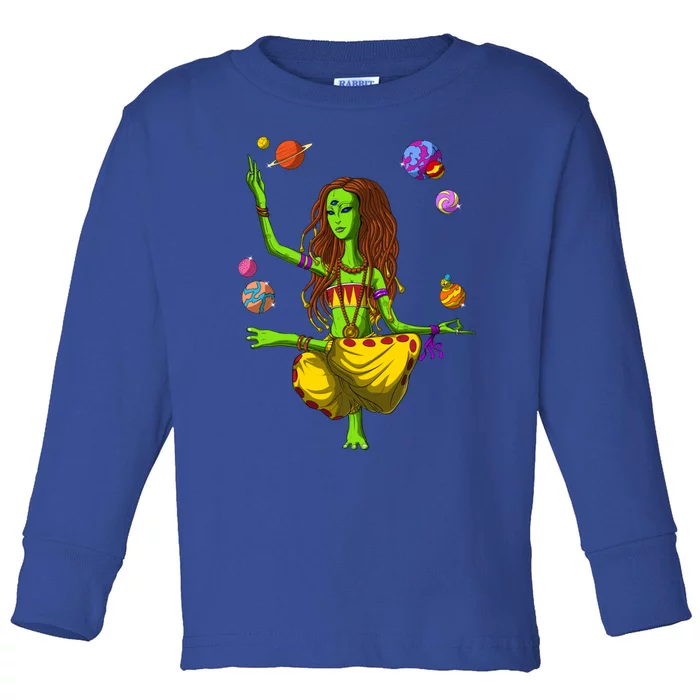 Psychedelic Magic Mushroom Alien Yoga Meditation Spiritual Cool Gift Toddler Long Sleeve Shirt