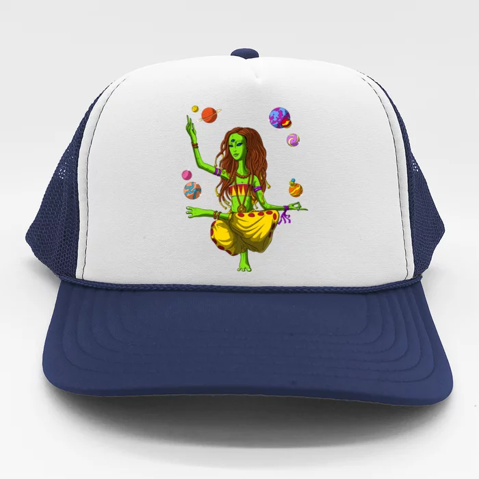 Psychedelic Magic Mushroom Alien Yoga Meditation Spiritual Cool Gift Trucker Hat