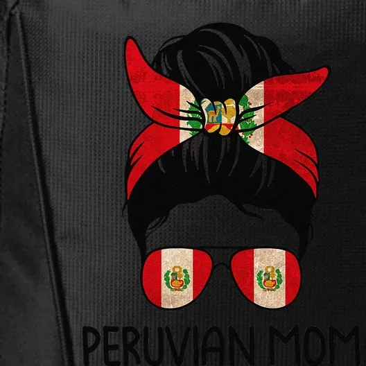 Peruvian Mom Messy Bun Sunglasses Flag Mothers Day City Backpack