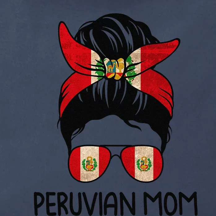 Peruvian Mom Messy Bun Sunglasses Flag Mothers Day Zip Tote Bag