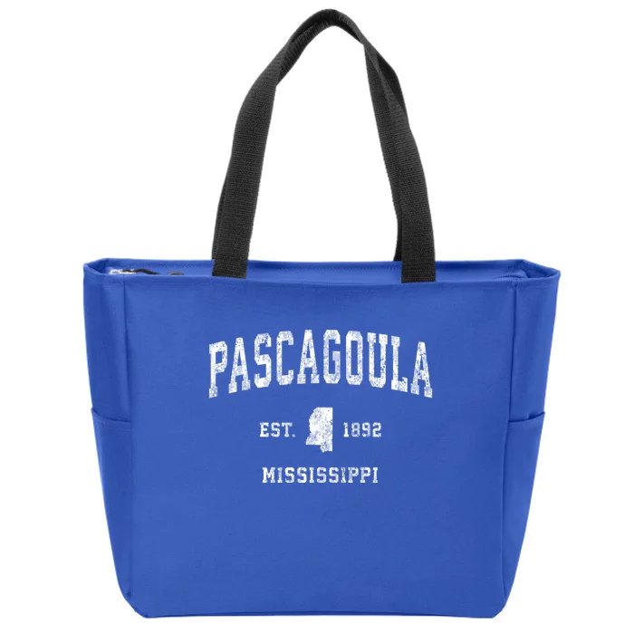 Pascagoula Mississippi Ms Vintage Established Athletic Sports Design Zip Tote Bag