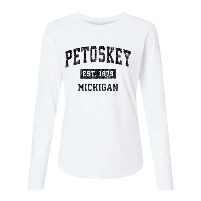 Petoskey Michigan Mi Vintage Established Sports Design Womens Cotton Relaxed Long Sleeve T-Shirt