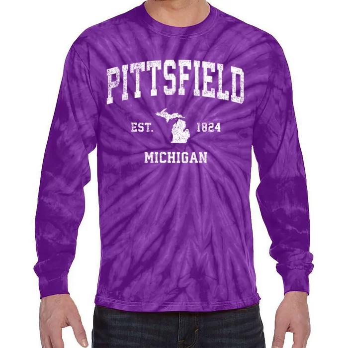 Pittsfield Michigan Mi Vintage Established Athletic Sports Design Tie-Dye Long Sleeve Shirt