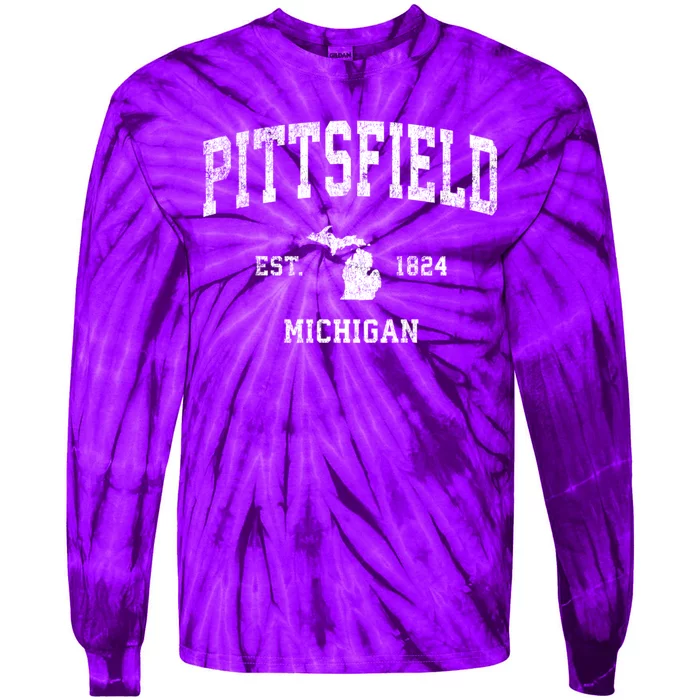 Pittsfield Michigan Mi Vintage Established Athletic Sports Design Tie-Dye Long Sleeve Shirt