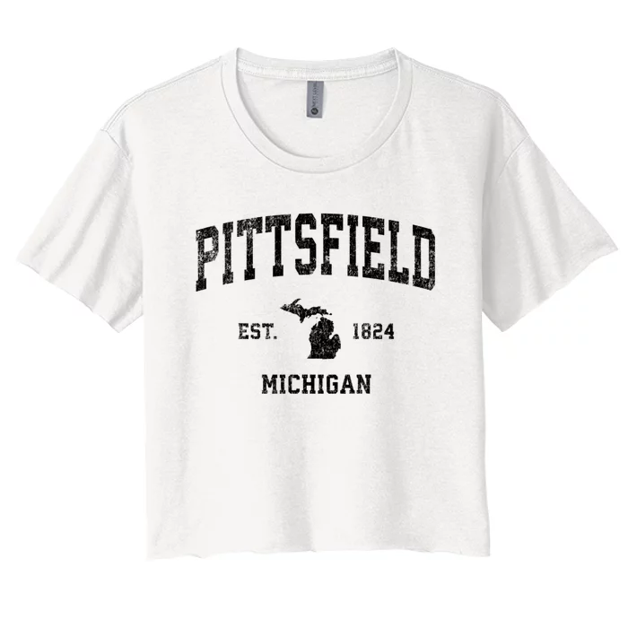 Pittsfield Michigan Mi Vintage Established Athletic Sports Design Women's Crop Top Tee