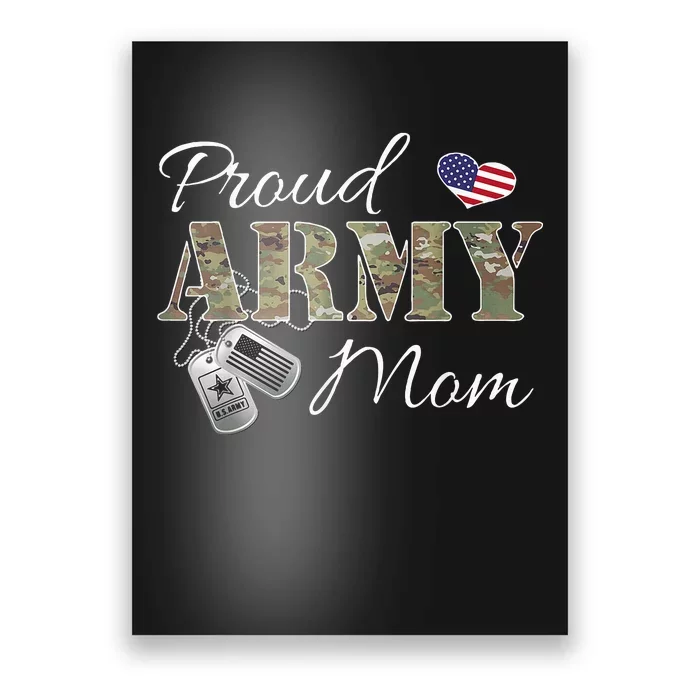 Pride Military Mom With Dog Tag Us Flag Poster