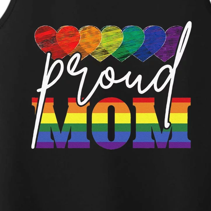 Proud Mom Mothers Day Gift LGBTQ Rainbow Flag Gay Pride LGBT Gift Performance Tank