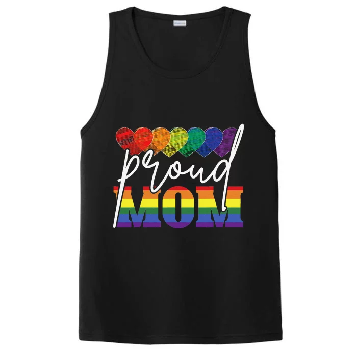 Proud Mom Mothers Day Gift LGBTQ Rainbow Flag Gay Pride LGBT Gift Performance Tank