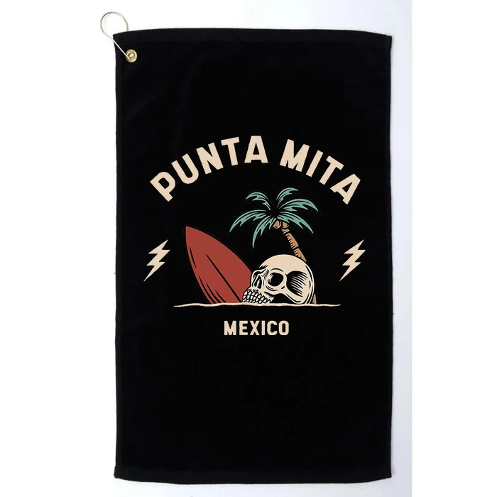 Punta Mita Mexico Vintage Surfing Skeleton Skull Platinum Collection Golf Towel