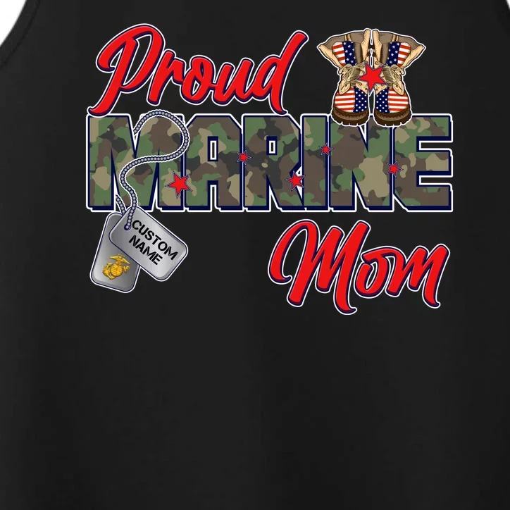 Proud Marine Mom Personalize Dog Tags Performance Tank