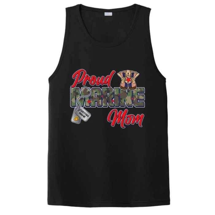 Proud Marine Mom Personalize Dog Tags Performance Tank