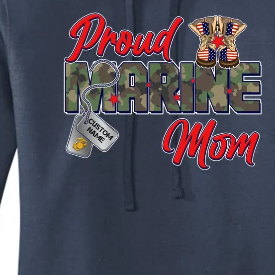 Proud Marine Mom Personalize Dog Tags Women's Pullover Hoodie