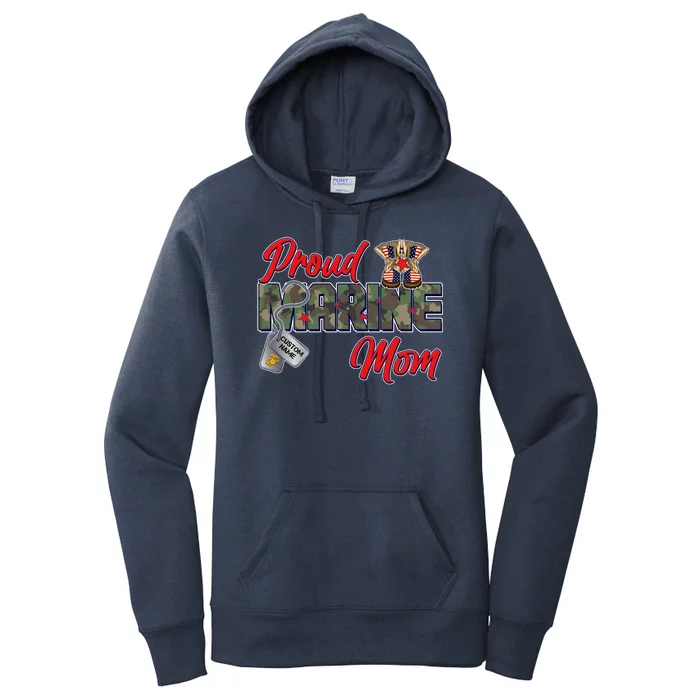 Proud Marine Mom Personalize Dog Tags Women's Pullover Hoodie