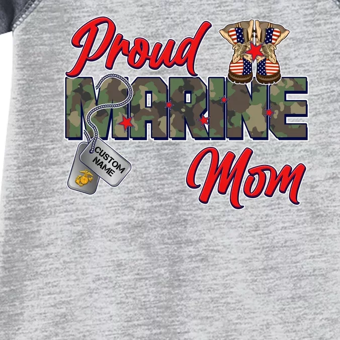 Proud Marine Mom Personalize Dog Tags Infant Baby Jersey Bodysuit