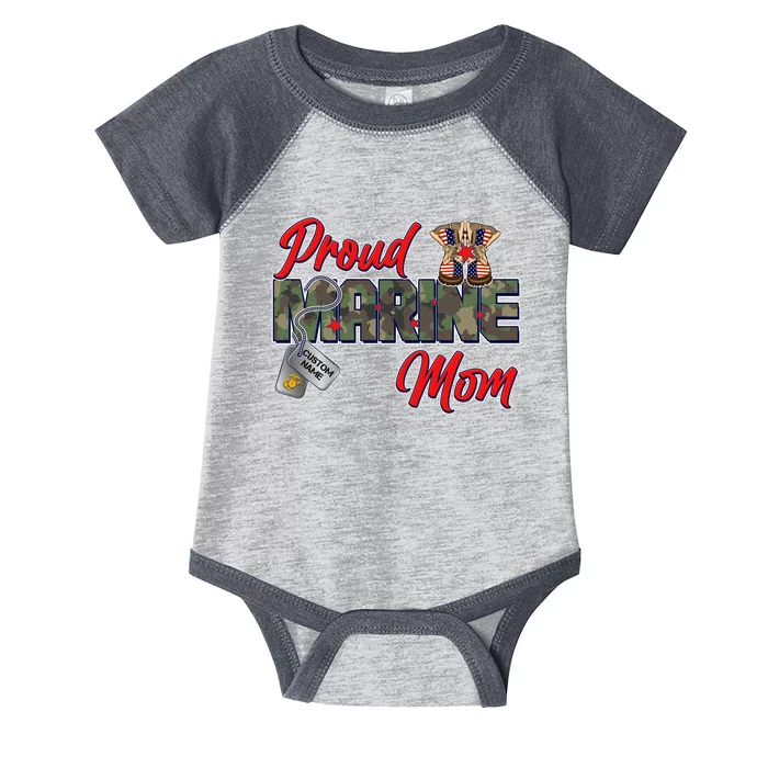 Proud Marine Mom Personalize Dog Tags Infant Baby Jersey Bodysuit