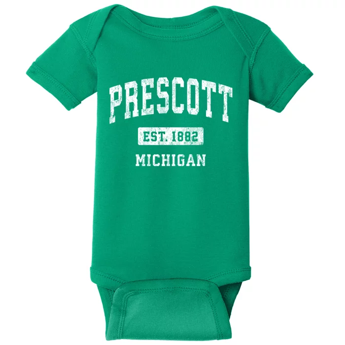 Prescott Michigan Mi Vintage Athletic Sports Baby Bodysuit