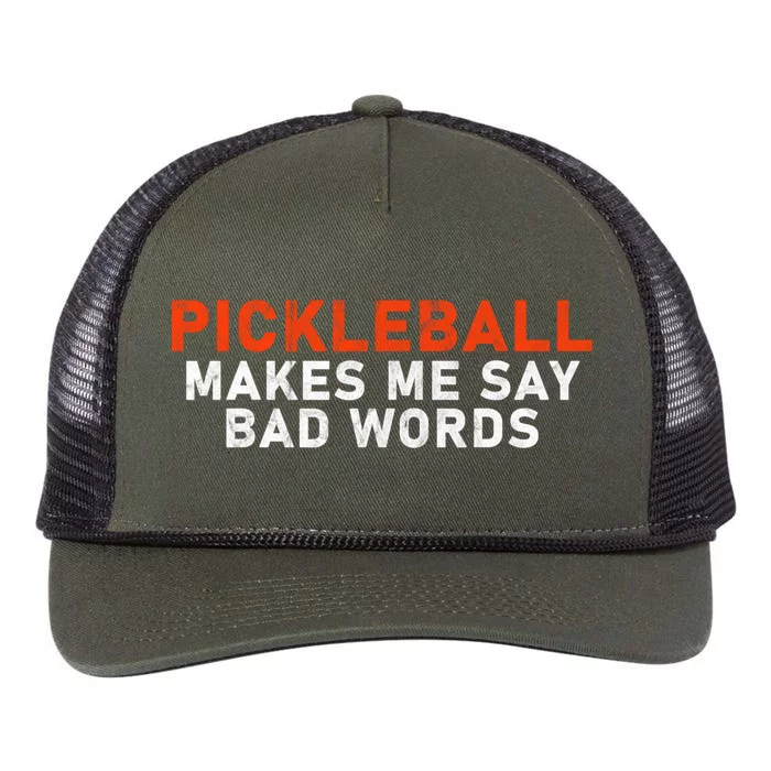 Pickleball Makes Me Say Bad Words Funny Pickleball Players Retro Rope Trucker Hat Cap