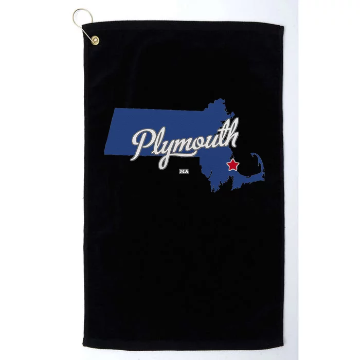 Plymouth Massachusetts MA Map Platinum Collection Golf Towel