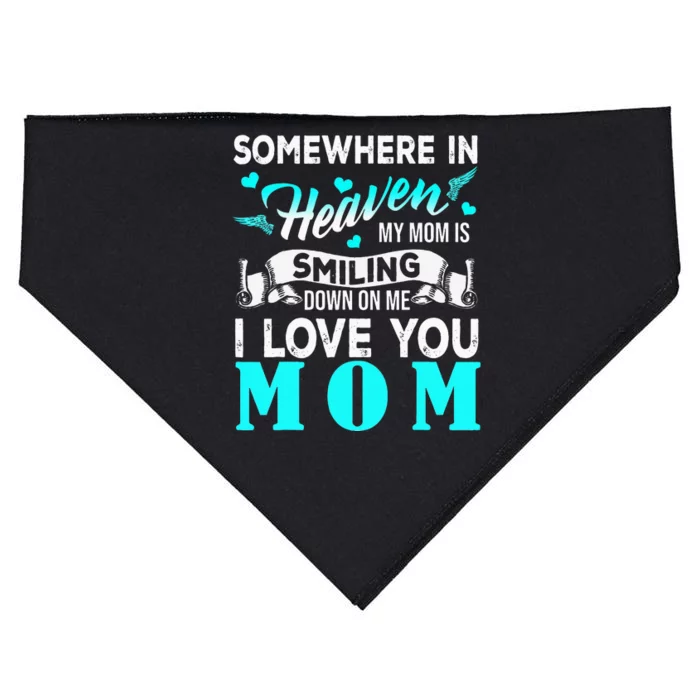 Proud My Mom In Heaven Happy Mother's Day Proud Of Mom USA-Made Doggie Bandana