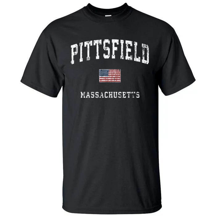 Pittsfield Massachusetts Ma Vintage American Flag Sports Tall T-Shirt