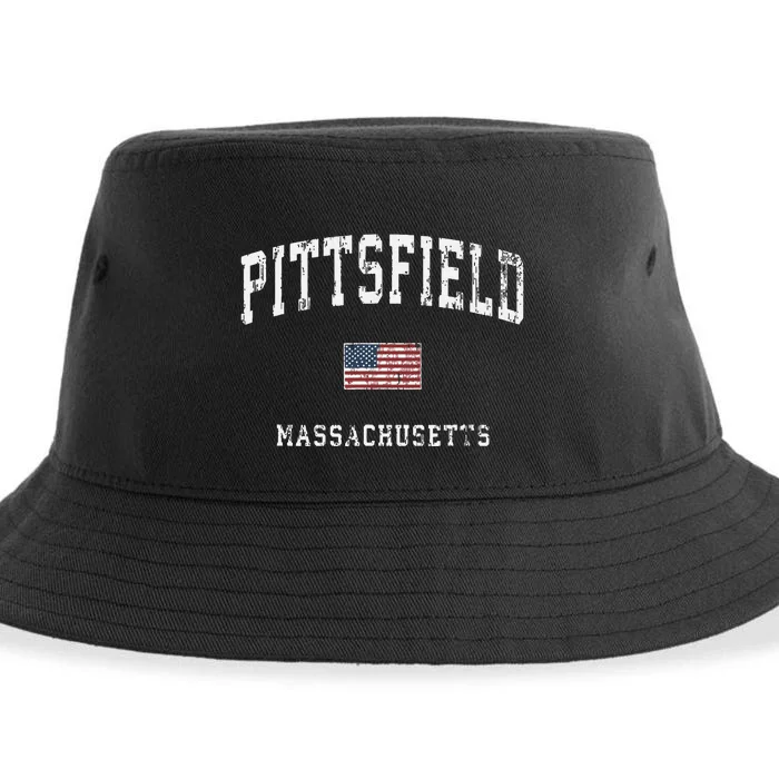 Pittsfield Massachusetts Ma Vintage American Flag Sports Sustainable Bucket Hat