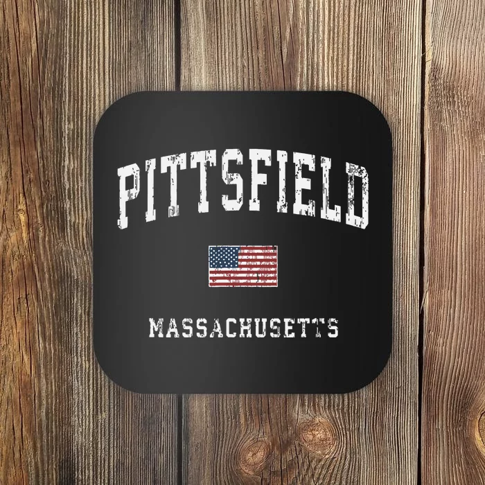 Pittsfield Massachusetts Ma Vintage American Flag Sports Coaster